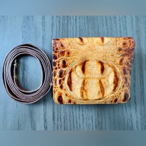 Brahmin Wallet with Detachable Shoulder Strap - Toasted Almond